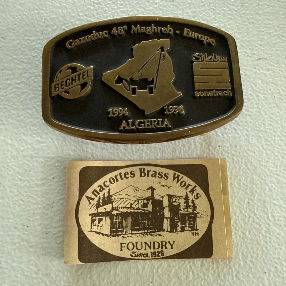 Bechtel Brass Belt Buckle Maghreb–Europe Gas Pipeline project 1994–96  Algeria